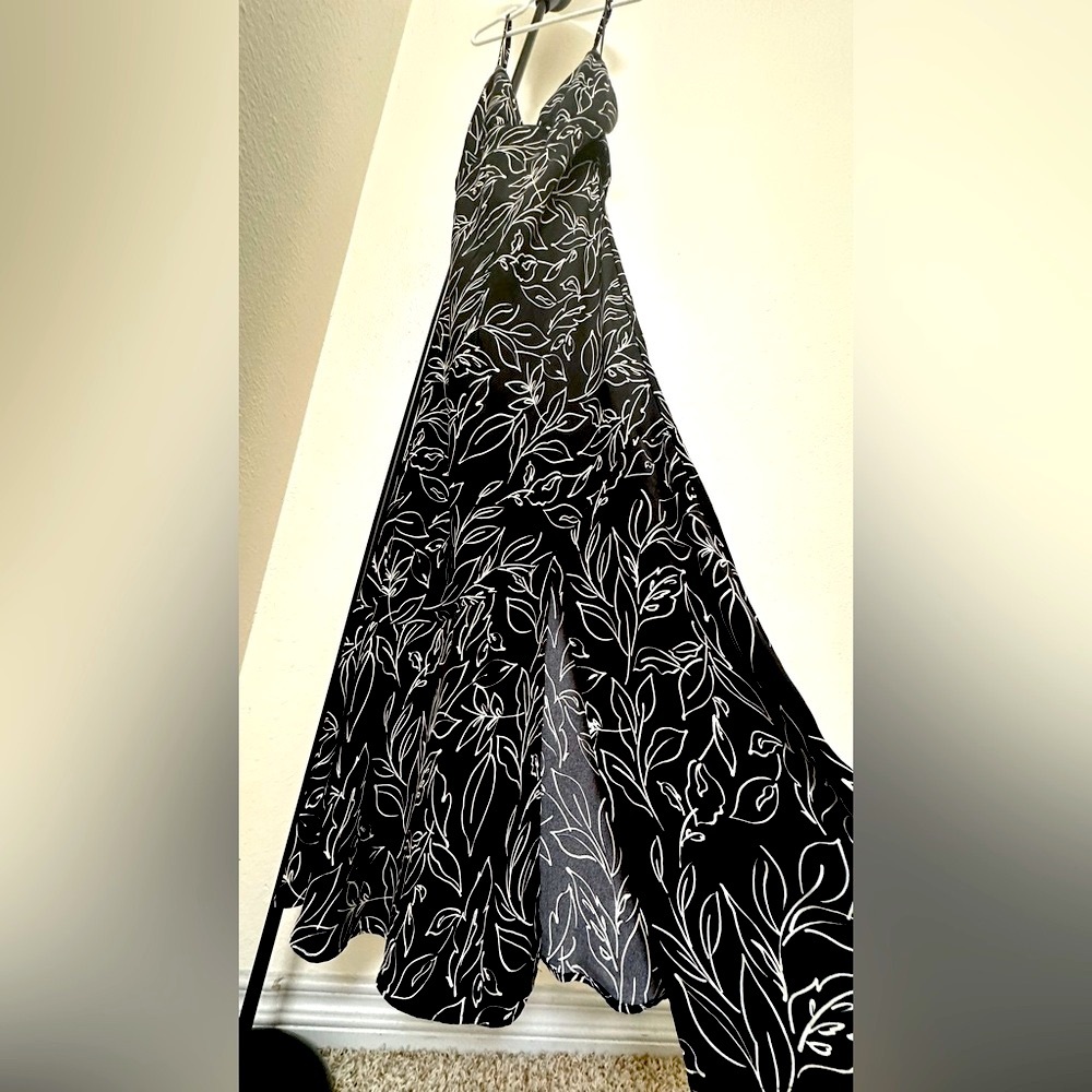 Elegant Black and White Floral Dress